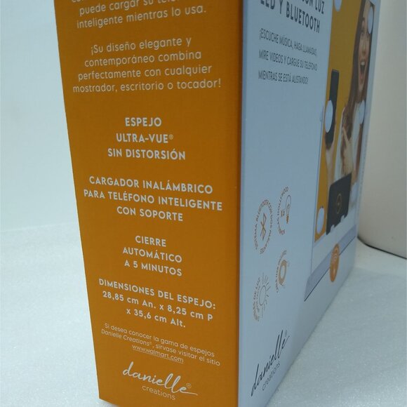 Danielle Creations Bluetooth L.E.D. Vanity Mirror Wireless Charging Hands Free - Picture 6 of 8